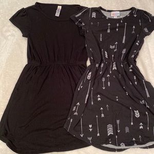 2 Girls size 6 Lularoe Mae dresses- black